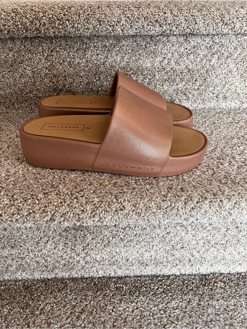 Yellow Box Rose Gold Torrey Platform Slide sandals 
Size 8
Excellent condition